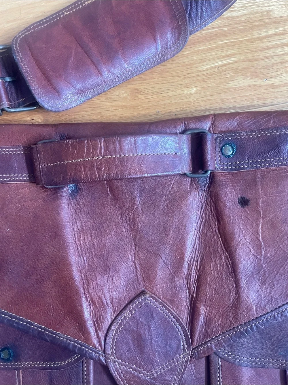 Komar Passion Vintage Brown Leather Messenger Bag Adjustable Strap (OL3)